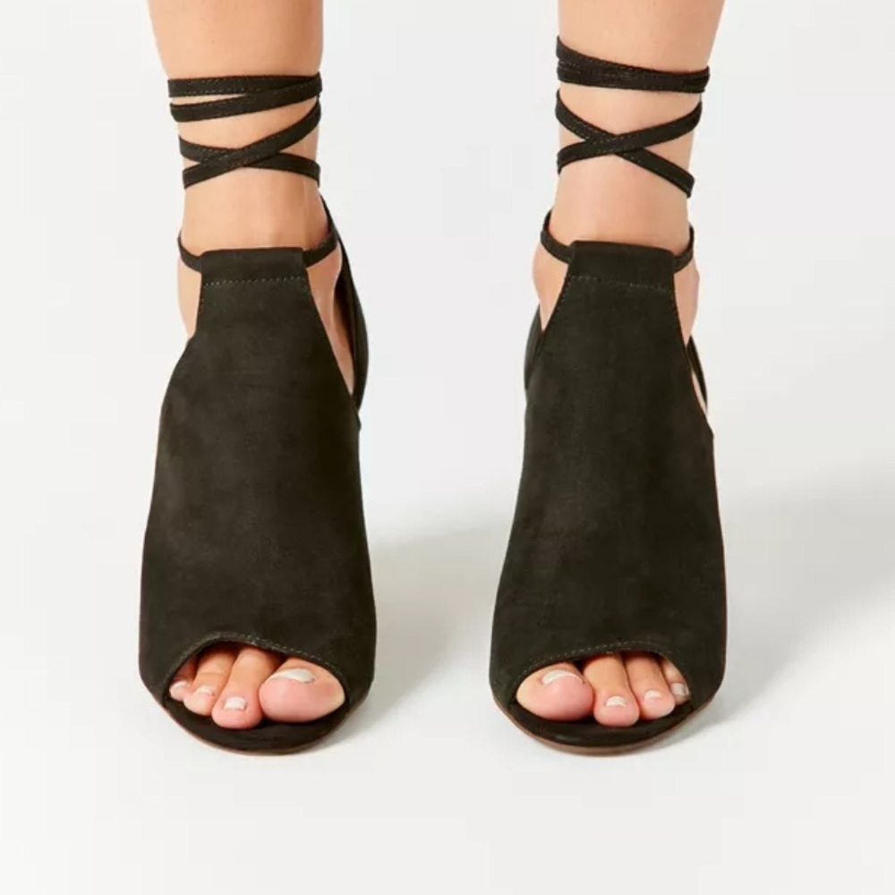 BC Footwear Black Peep-Toe Ankle Booties